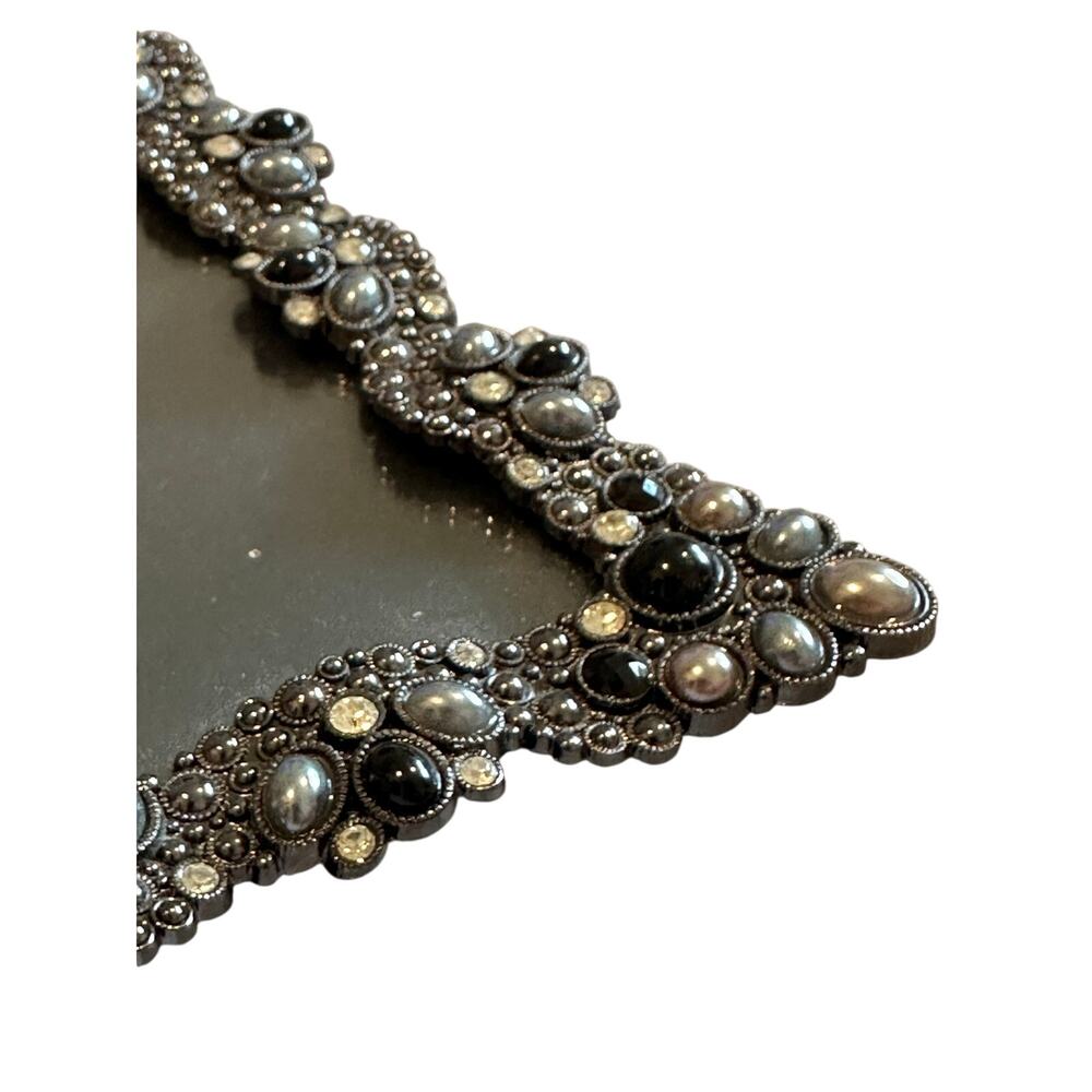 Jeweled 8x10 Photo Frame Whimsygoth Gothic Black Pearl Rhinestone Vanity Frame - Picture 2 of 5